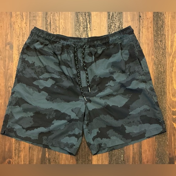 Trinity Coast Black and Gray Camo Swim Trunks - Picture 1 of 3